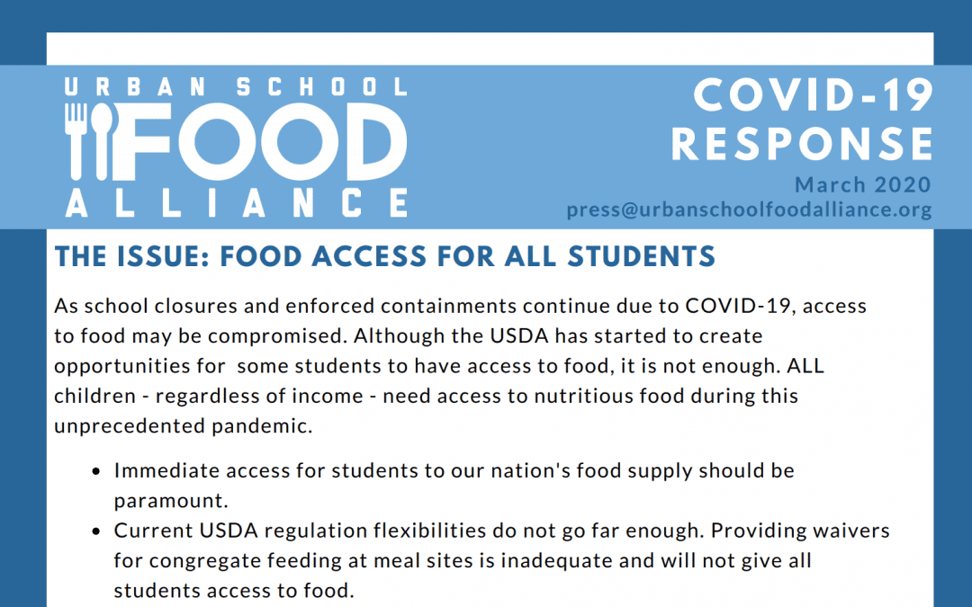 Urban School Food Alliance COVID-19 Response Brief