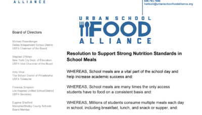 Resolution to Support Nutrition Standards