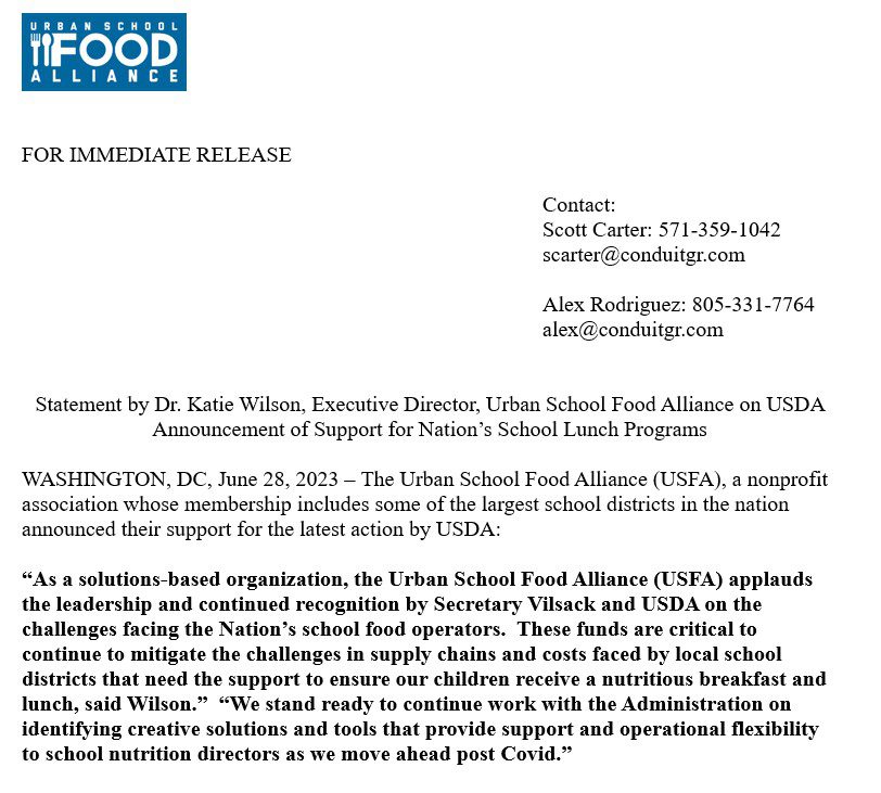 Statement by dr katie wilson executive director urban school food